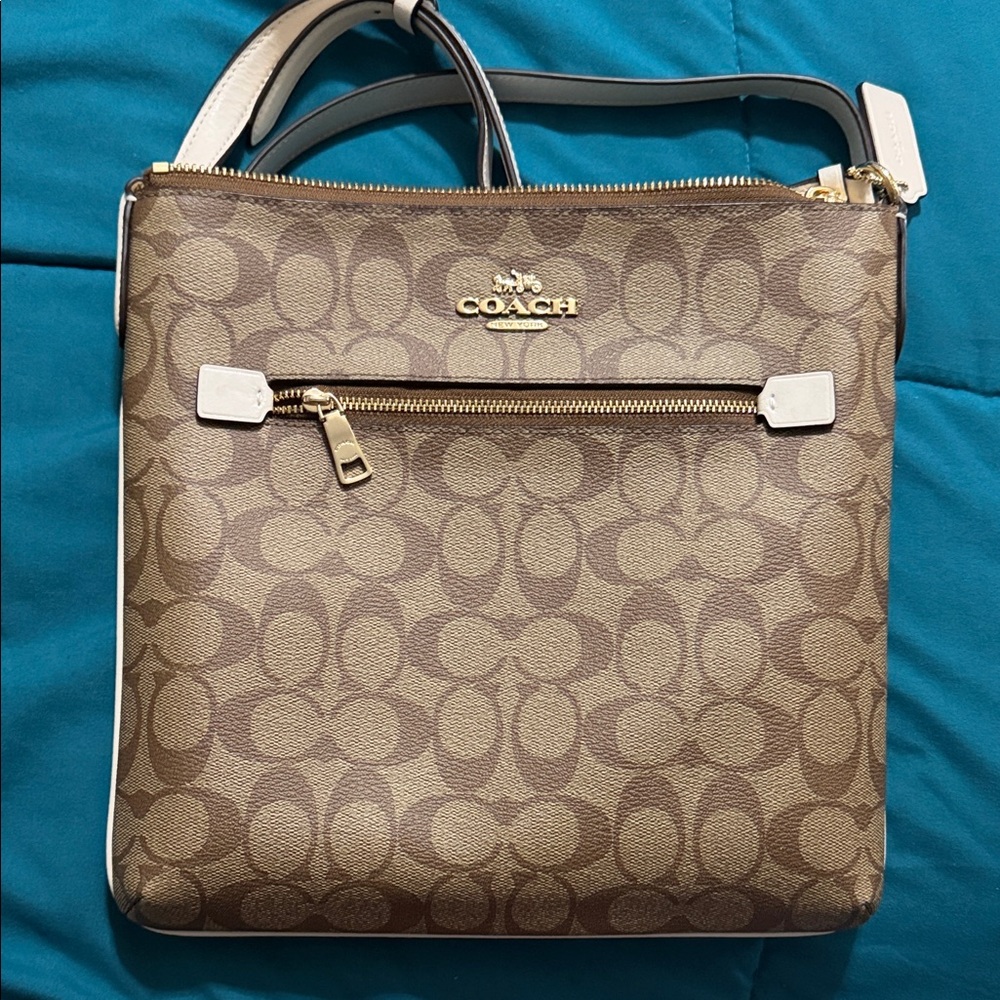 Coach Signature Brown and Tan Crossbody Bag
